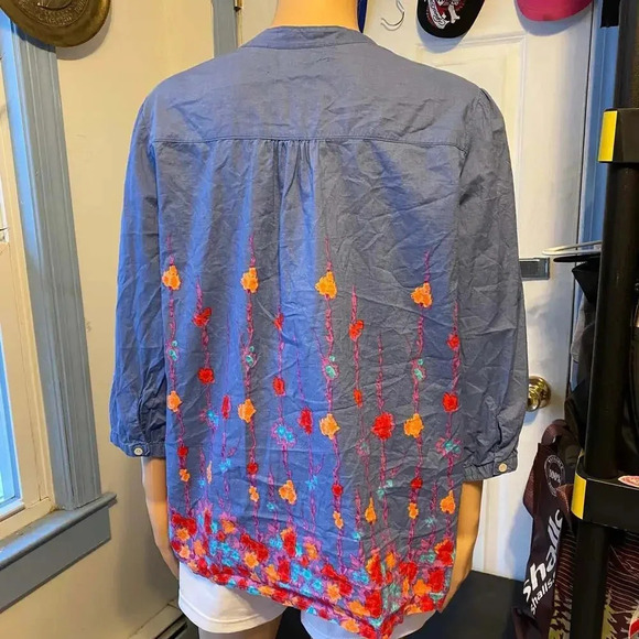 Old Navy Cotton Boho Beach Summer Floral Button up Blouse Top Women Size L - Picture 2 of 4